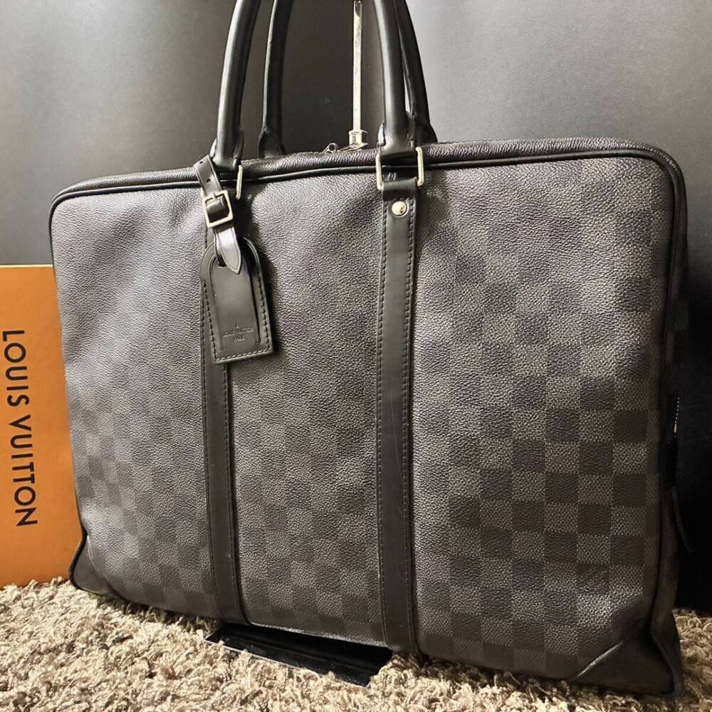 Louis Vuitton Porte Documents Voyage Damier Graphite Black Business PC Bag